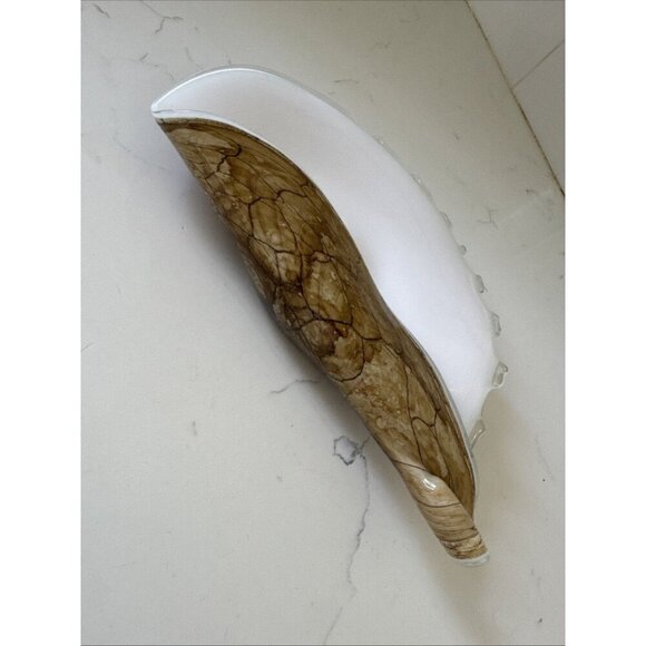 Large Art Glass Hand Blown Conch Shell Centerpiece Brown Krosno? Murano? - Picture 3 of 10